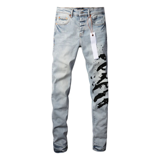 Painted Design Light Blue Jeans