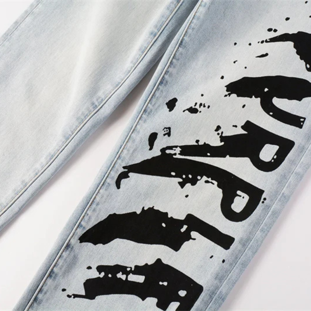 Painted Design Light Blue Jeans