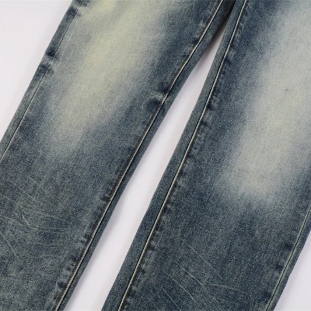 Washed Dark Blue Jeans