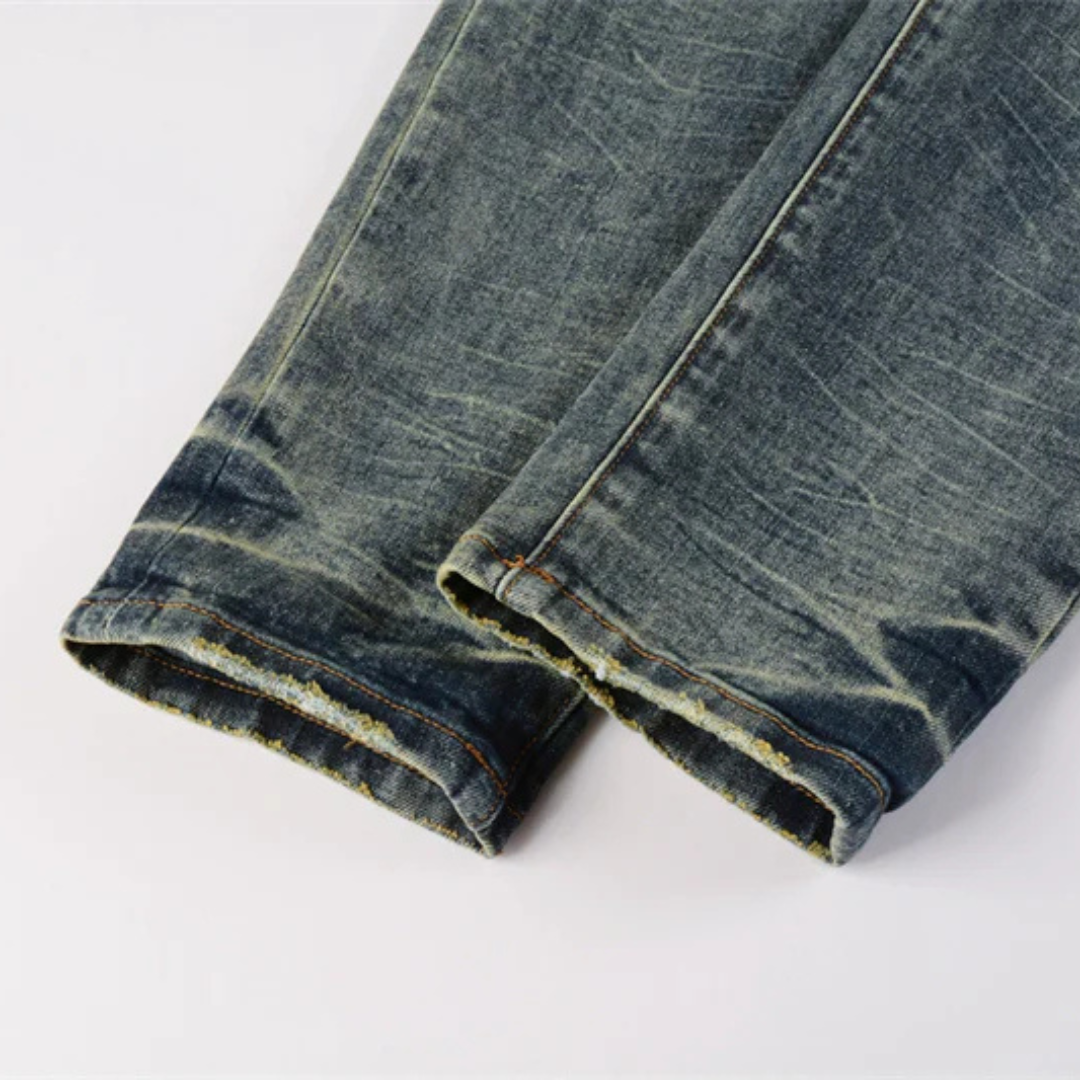 Washed Dark Blue Jeans
