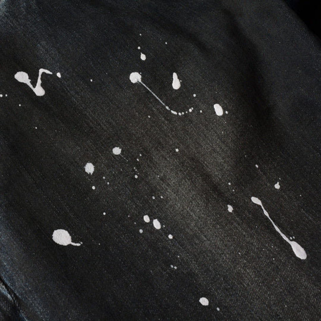 Blue Paint Black Jeans