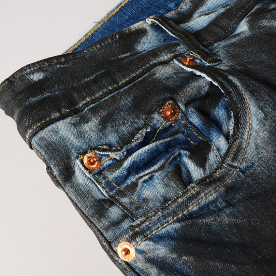 Blue Paint Black Jeans
