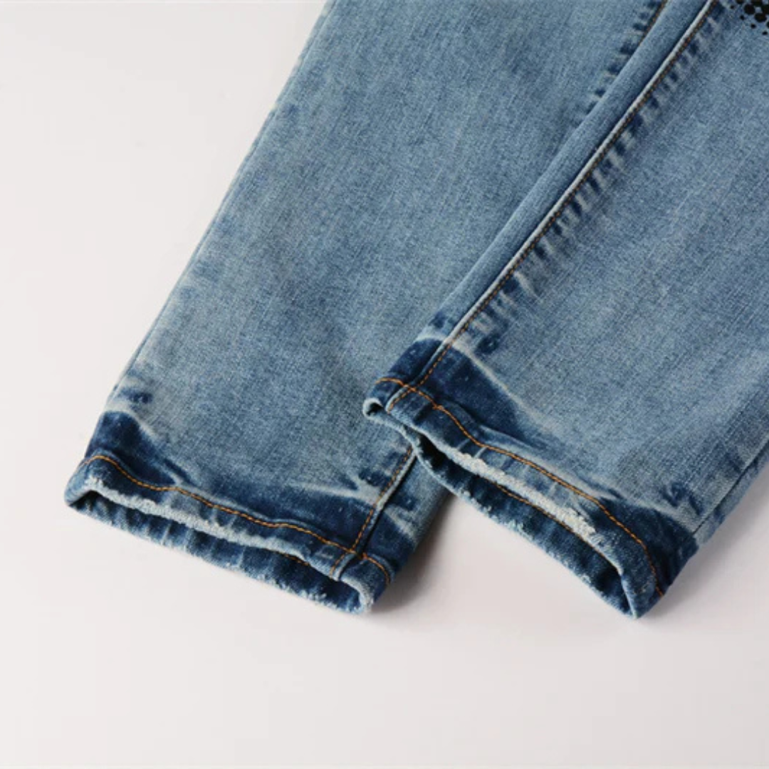 Printed Design Blue Jeans