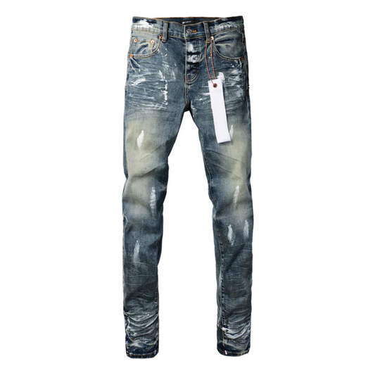 Painted Dark Blue Washed Jeans