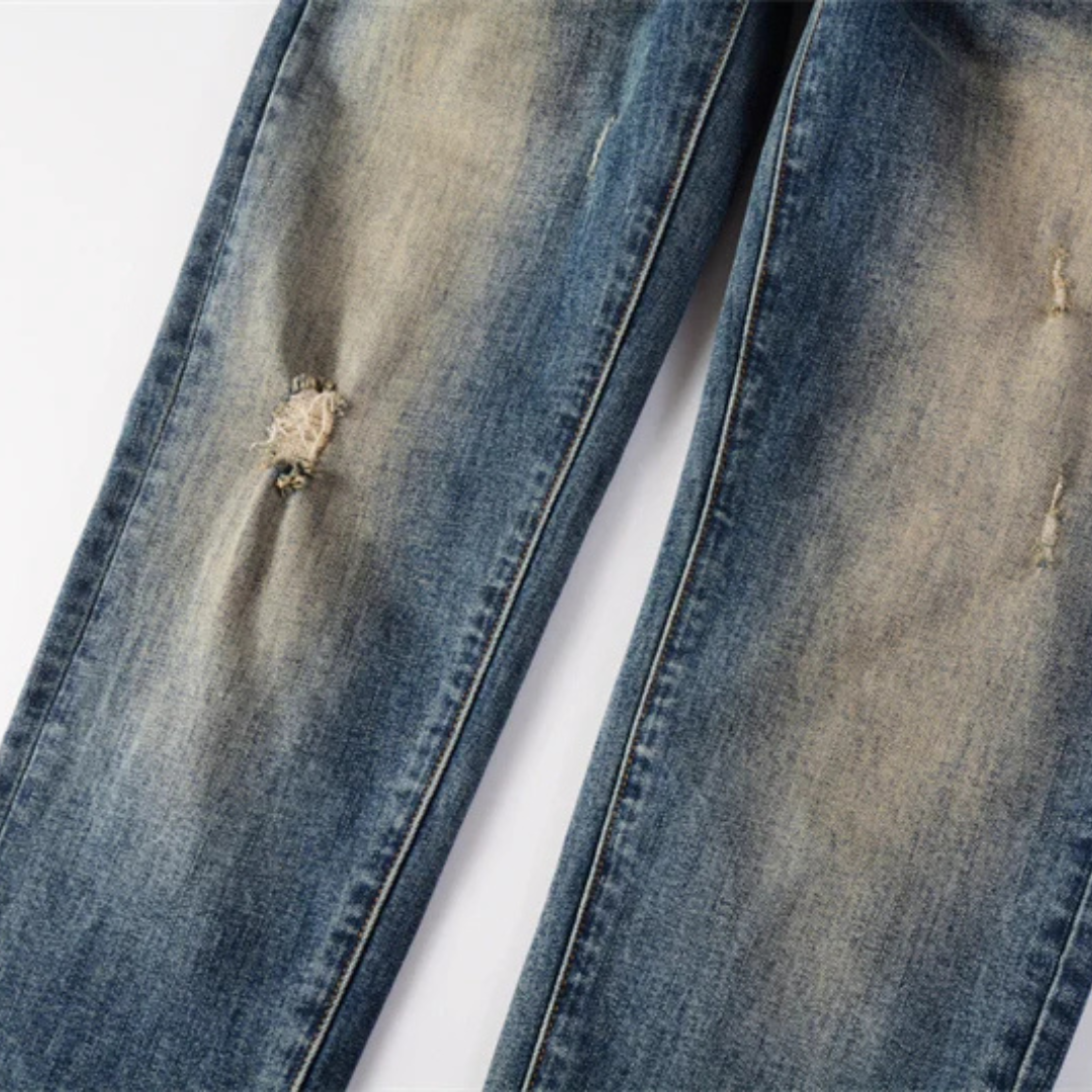 Washed Dark Blue Jeans