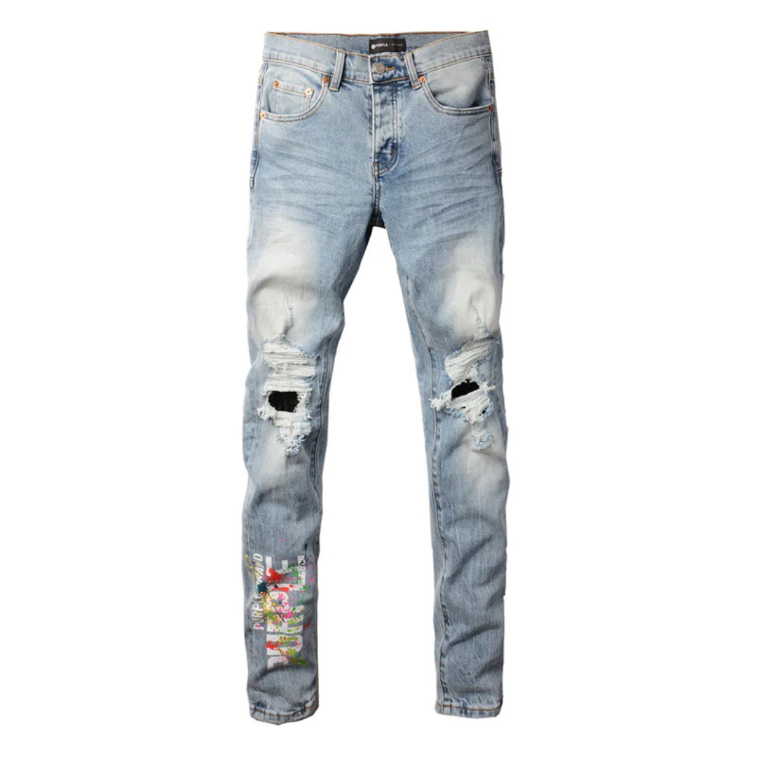 Painted Design Light Blue Jeans