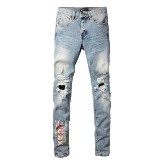 Painted Design Light Blue Jeans