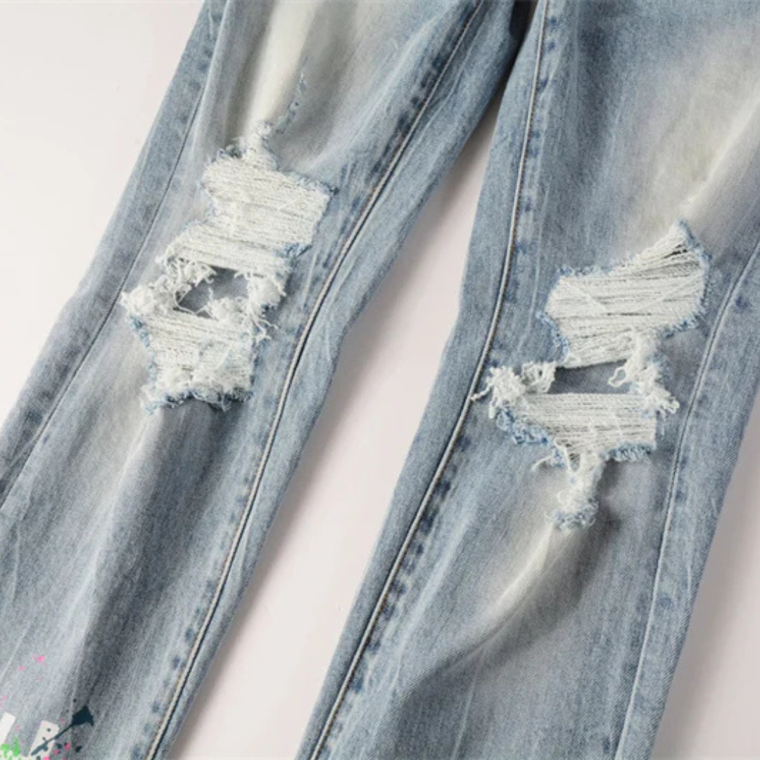 Painted Design Light Blue Jeans