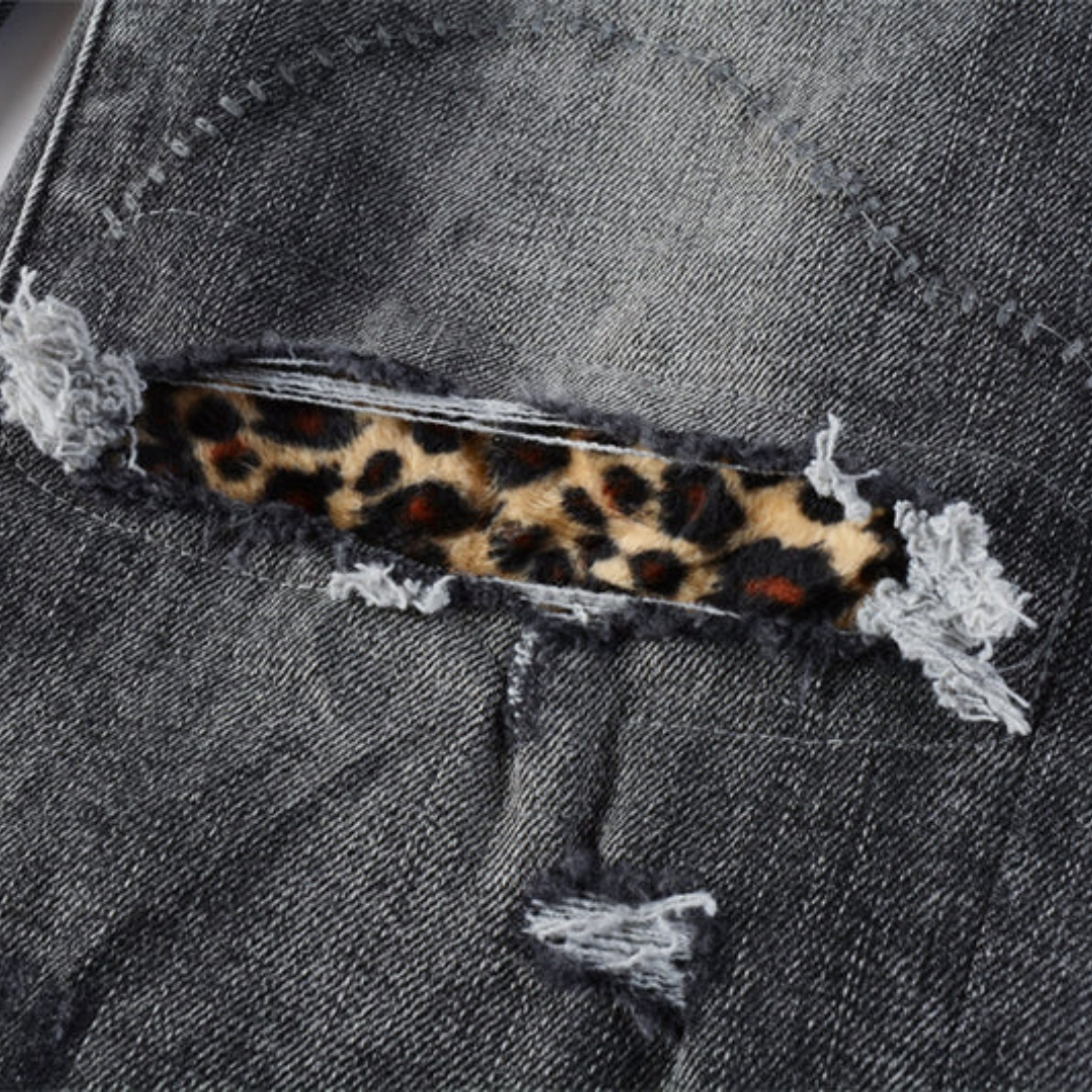 Stitched Pocket Retro Black Jeans