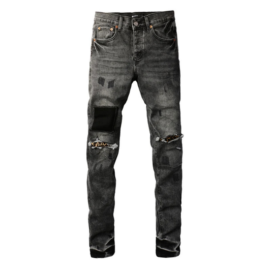 Stitched Pocket Retro Black Jeans