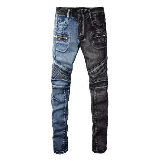 Two Tone Biker Jeans
