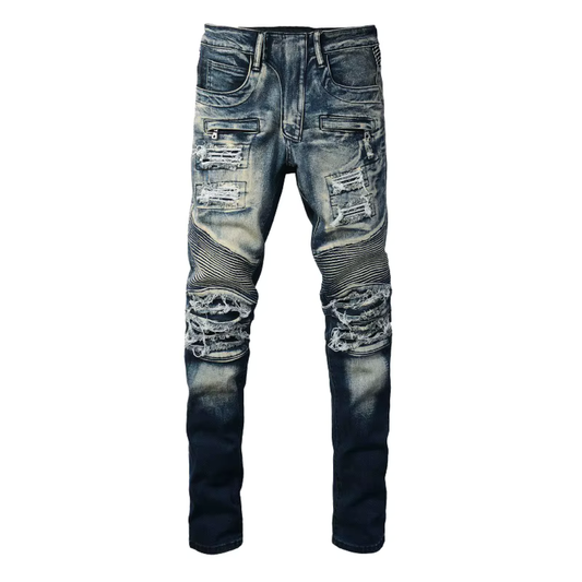 Dark Blue Biker Jeans