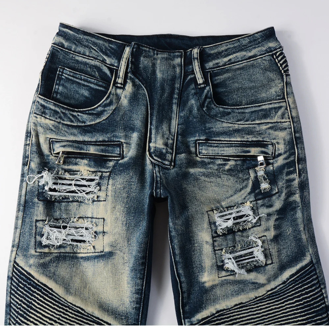 Dark Blue Biker Jeans