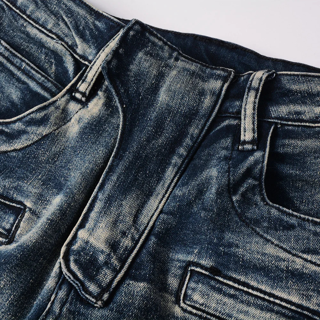 Dark Blue Biker Jeans