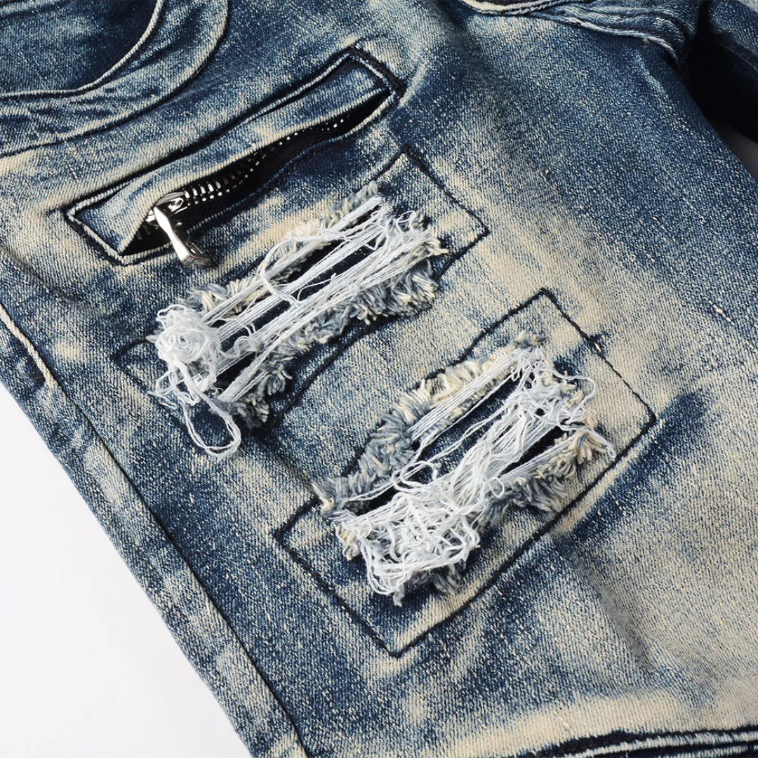 Dark Blue Biker Jeans