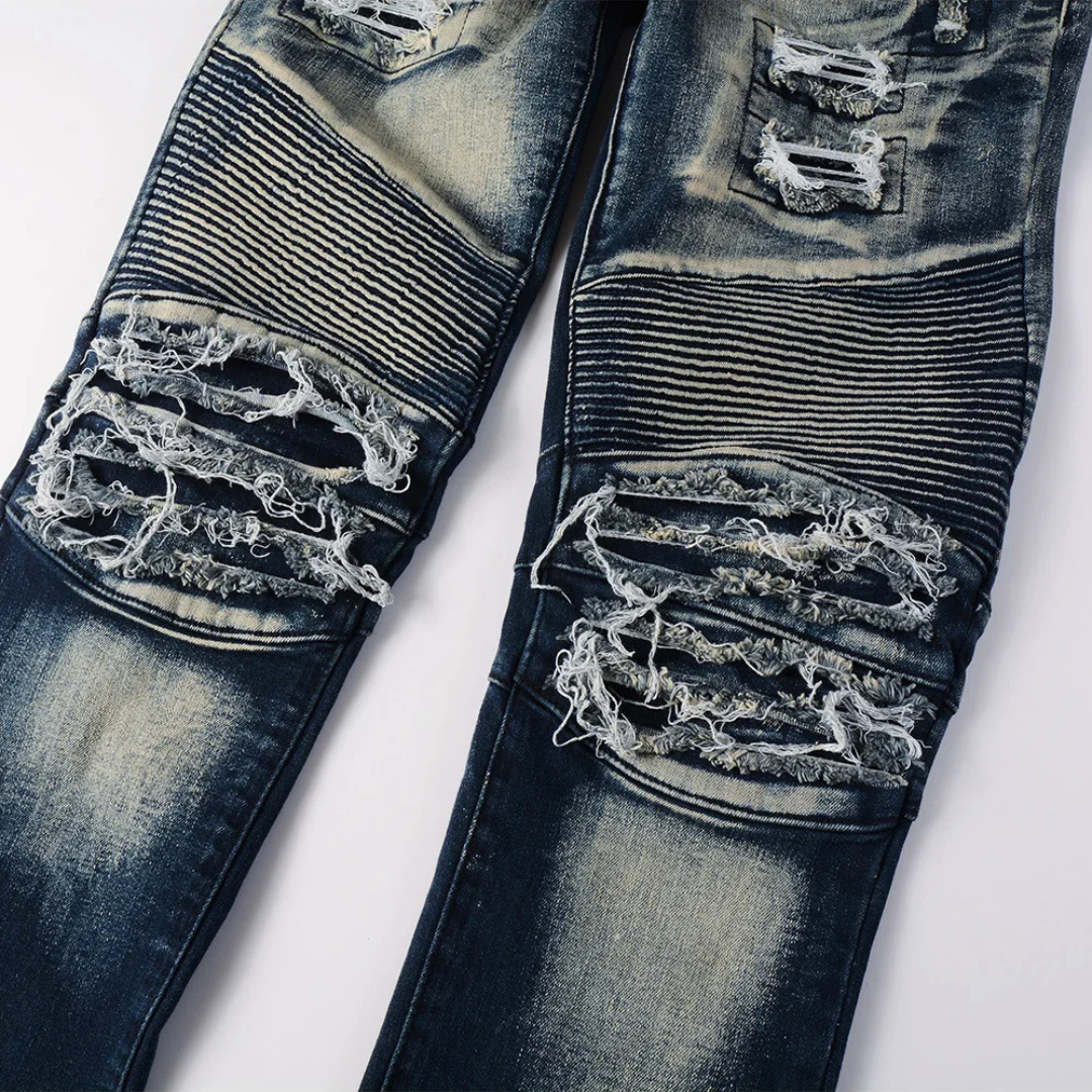 Dark Blue Biker Jeans