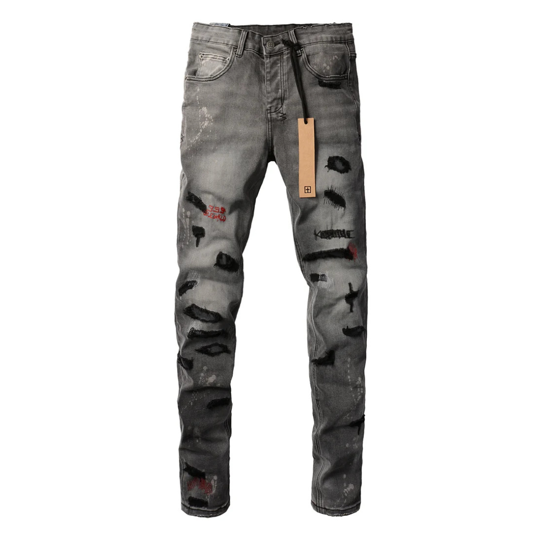Distressed Washed Grey Jeans
