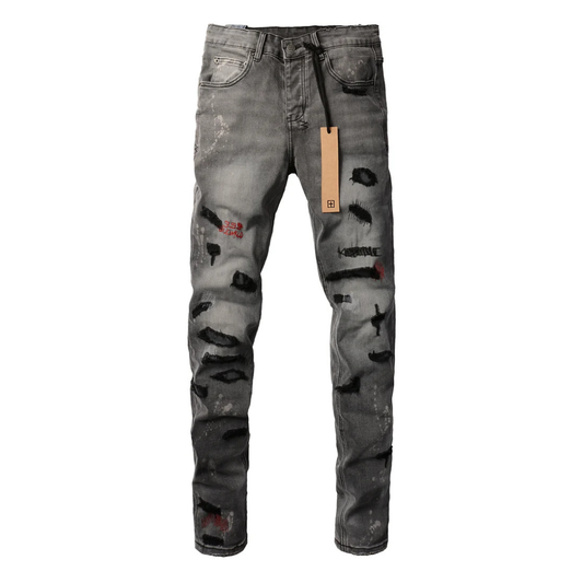 Distressed Washed Grey Jeans