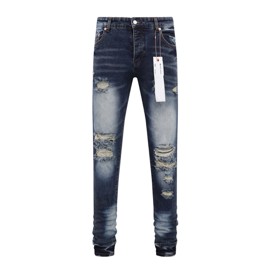 Ripped Dark Blue Washed Jeans
