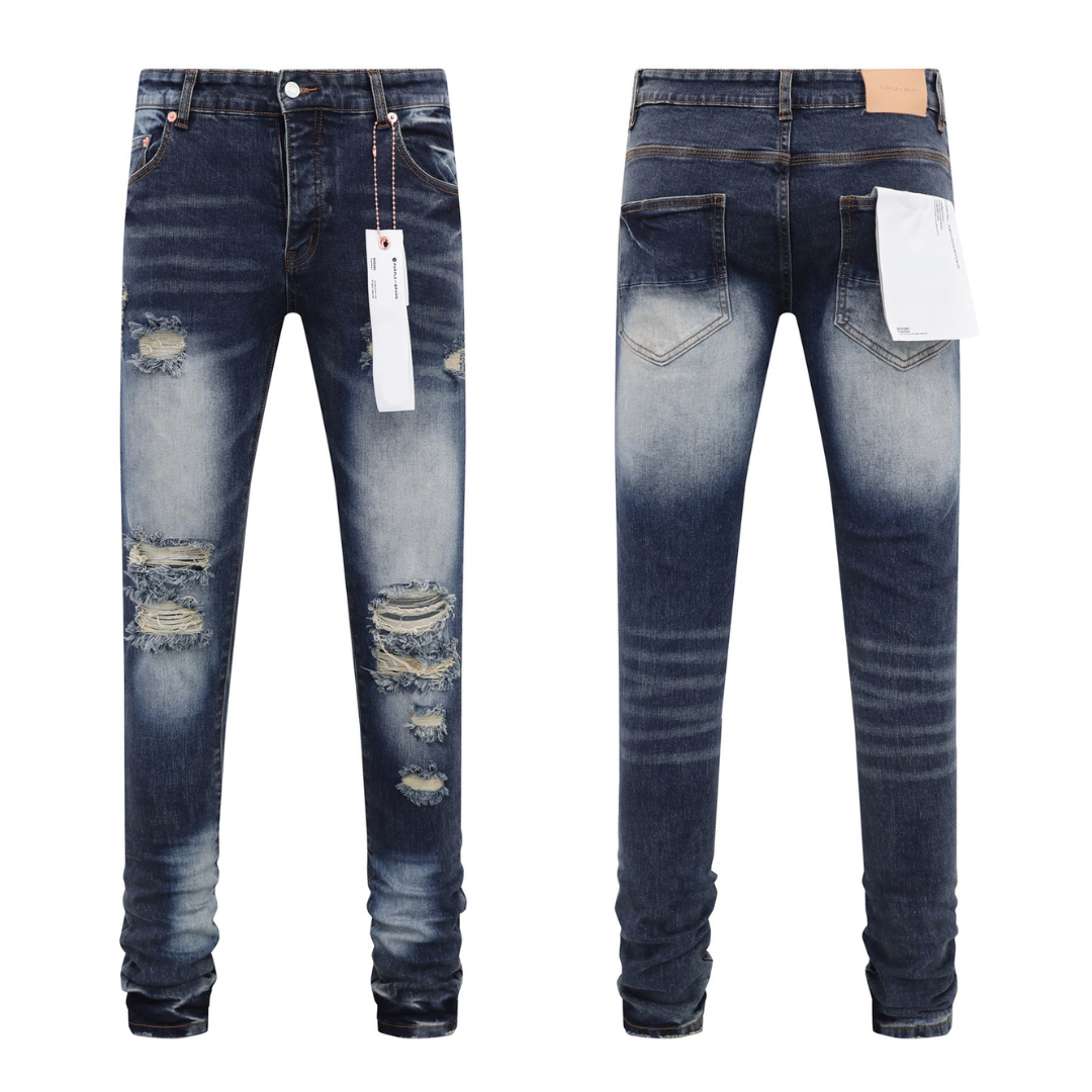 Ripped Dark Blue Washed Jeans