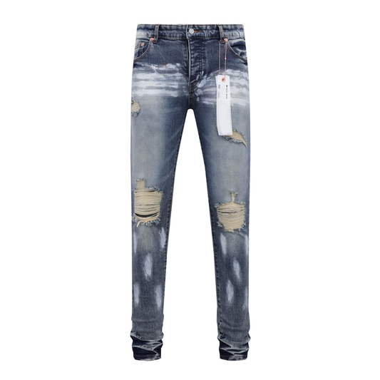 Ripped Dark Blue Painted Jeans