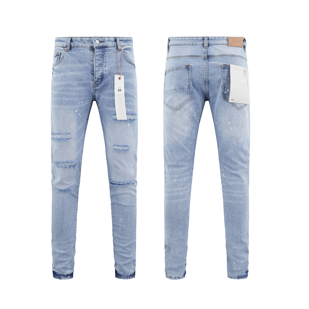 Distressed Paint Splash Blue Jeans