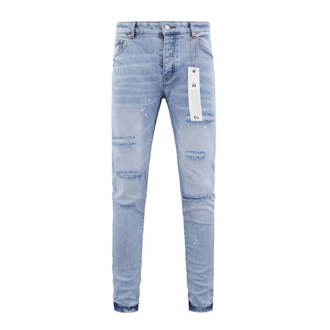Distressed Paint Splash Blue Jeans