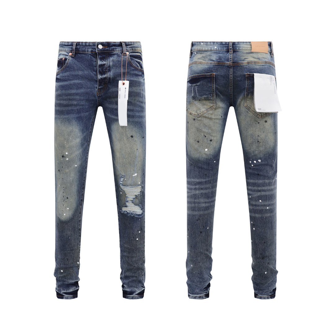 Paint Splash Dark Blue Washed Jeans