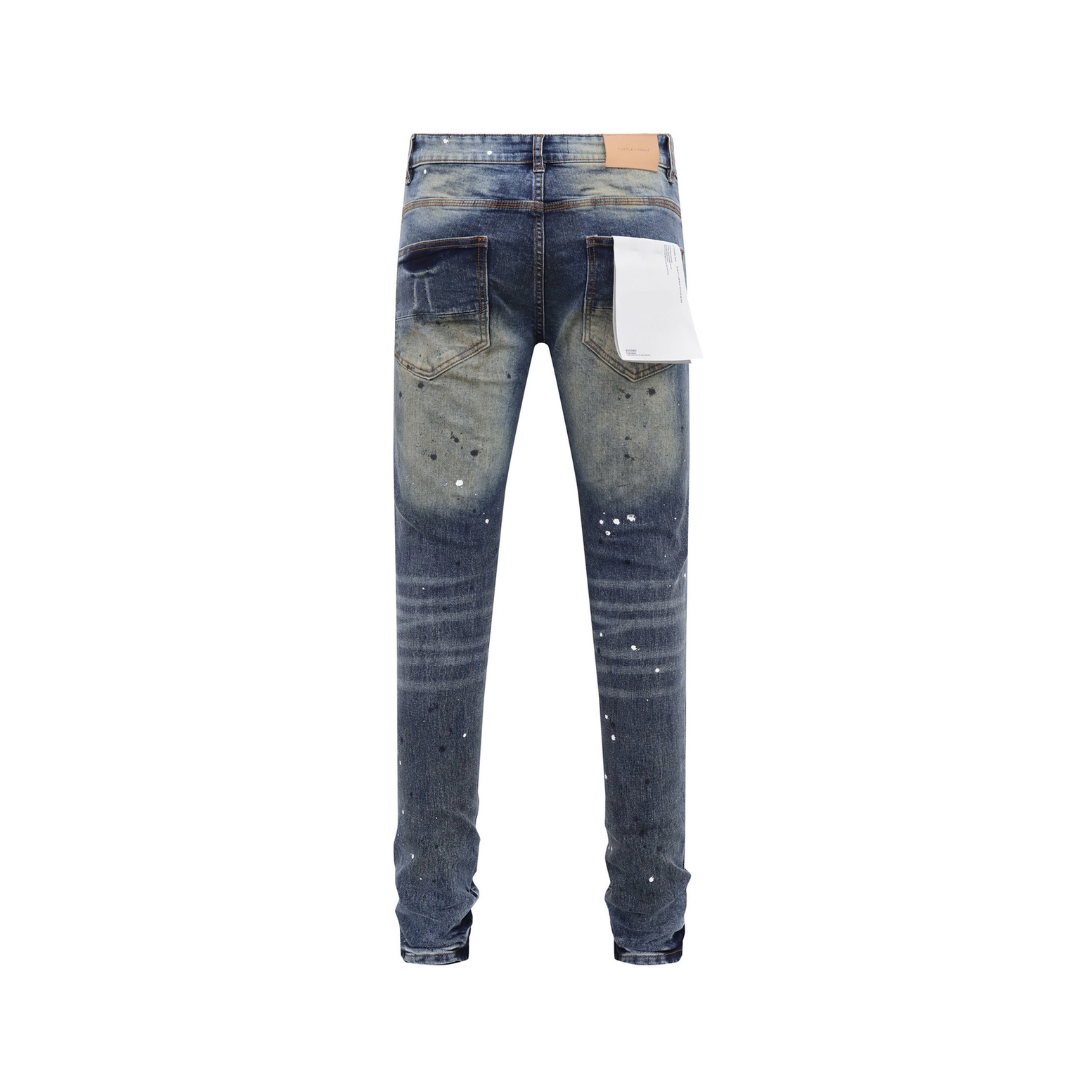 Paint Splash Dark Blue Washed Jeans