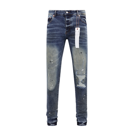 Paint Splash Dark Blue Washed Jeans