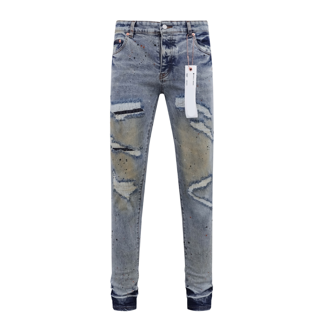 Distressed Paint Splash Washed Jeans