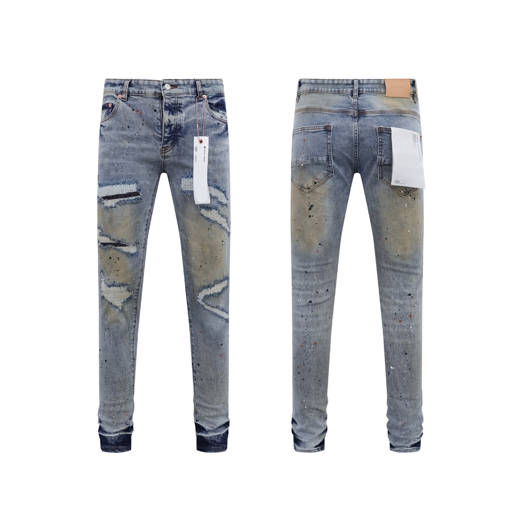 Distressed Paint Splash Washed Jeans