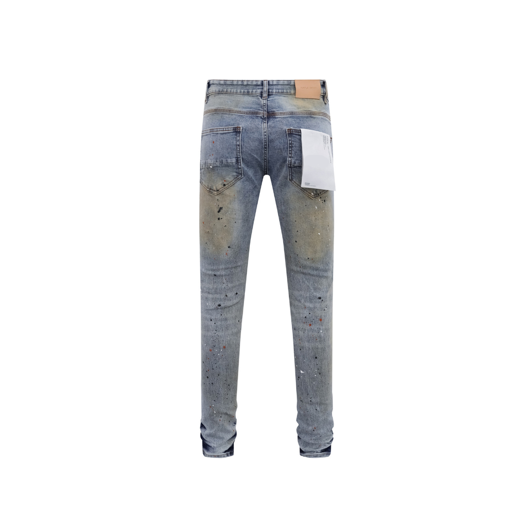 Distressed Paint Splash Washed Jeans