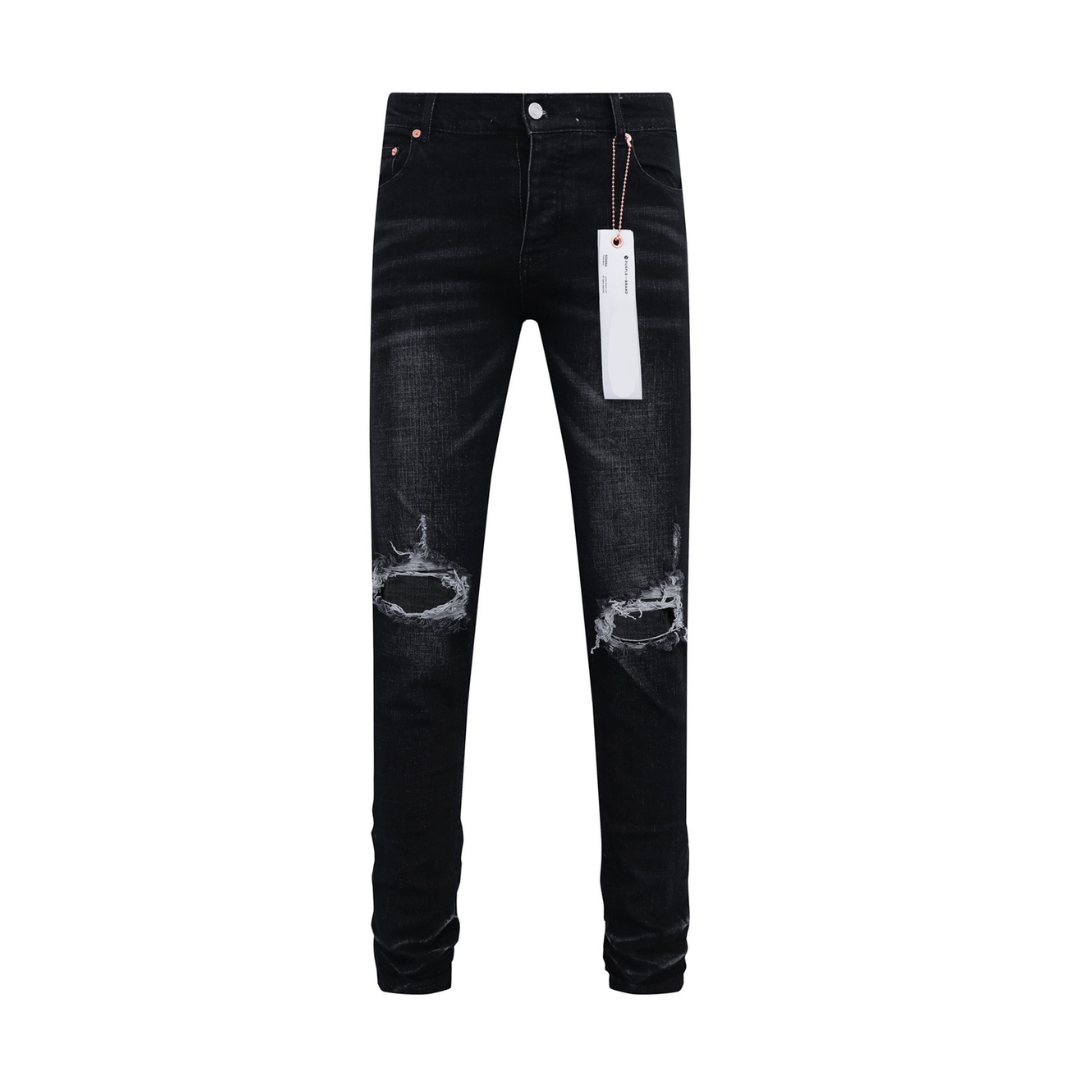 Ripped Knee Retro Black Jeans