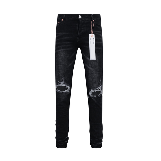 Ripped Knee Retro Black Jeans