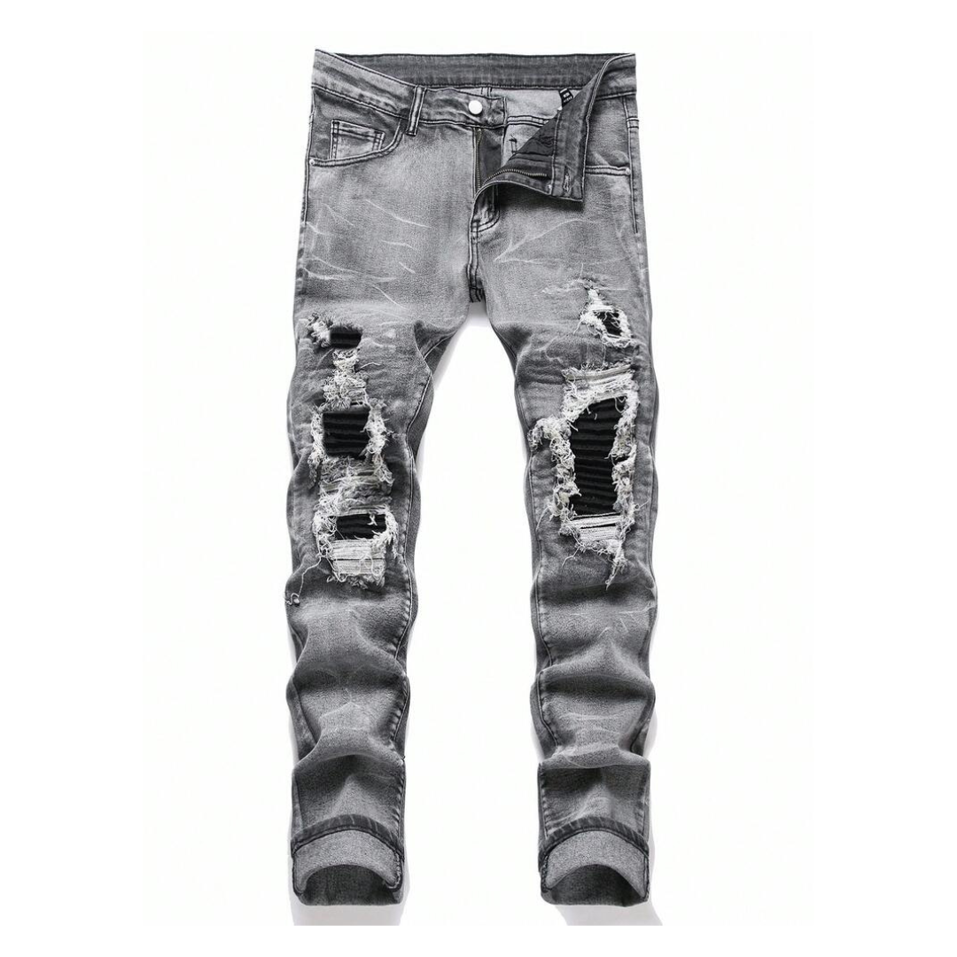 Black Patch Grey Jeans