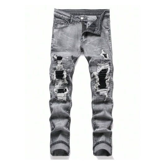 Black Patch Grey Jeans