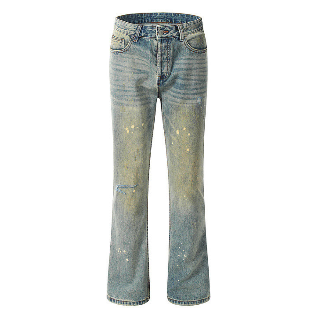 Paint Splash Washed Flared Jeans