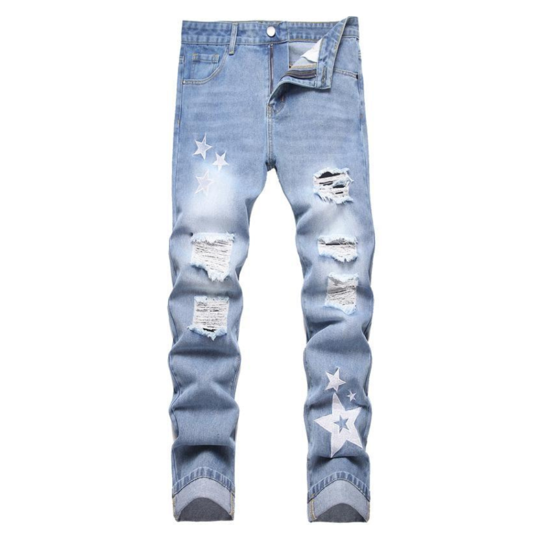 Stars Ripped Blue Jeans