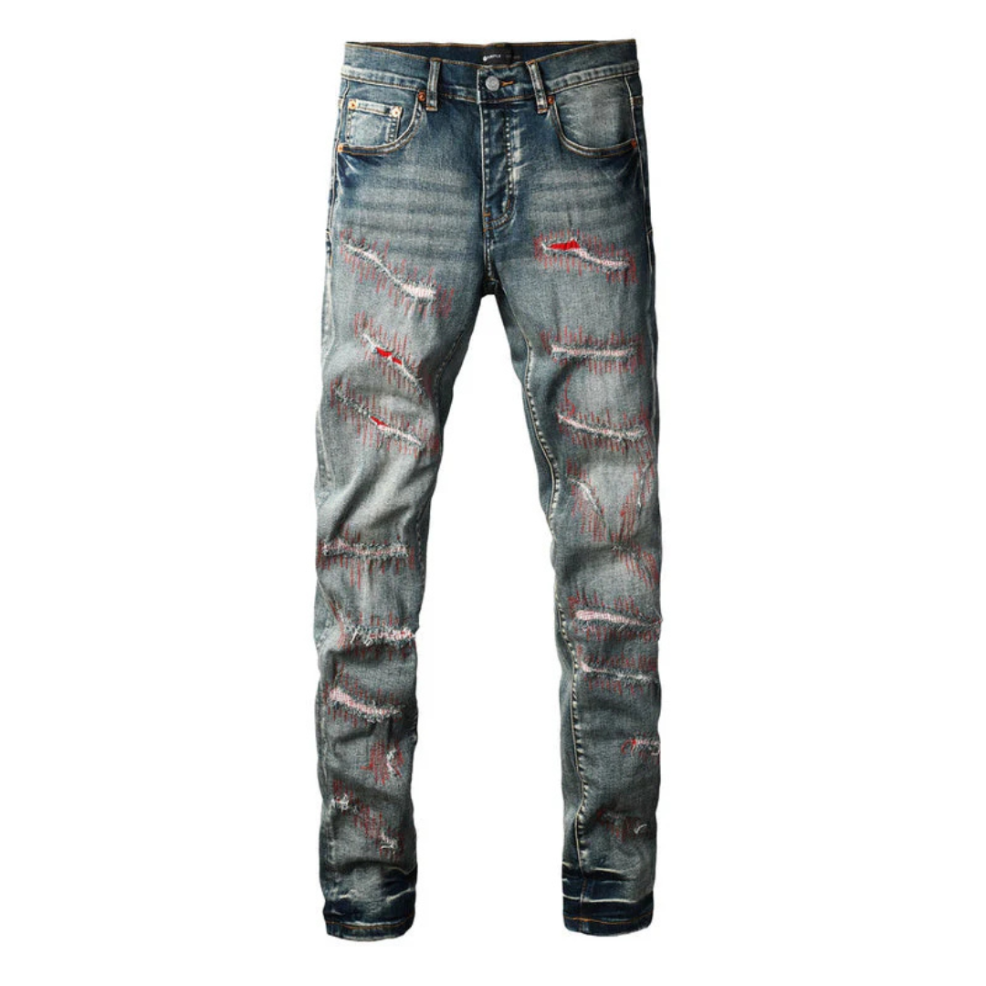 Distressed Blue Jeans