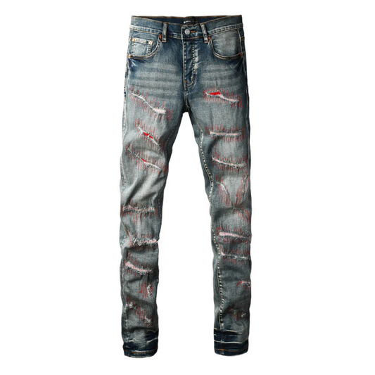 Distressed Blue Jeans