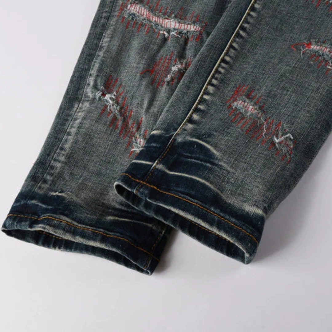 Distressed Blue Jeans