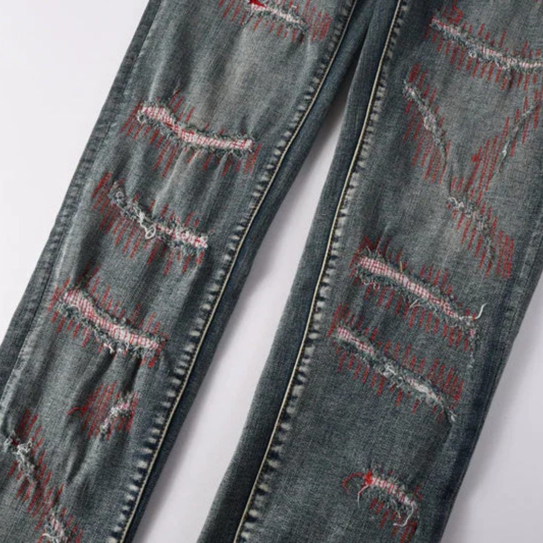 Distressed Blue Jeans