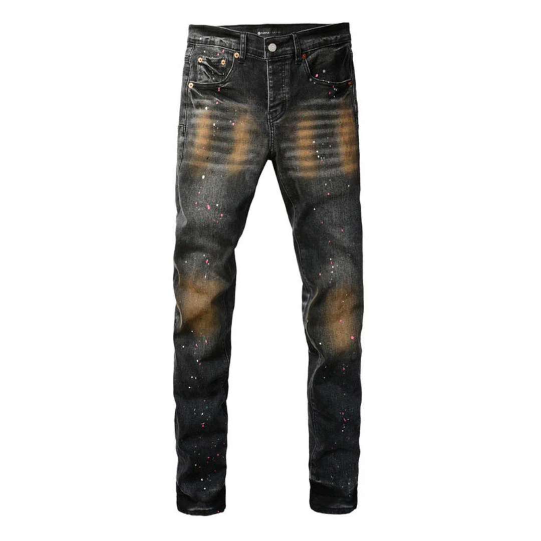Paint Splash Stained Black Jeans