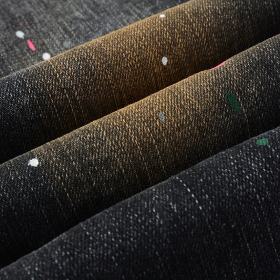 Paint Splash Stained Black Jeans