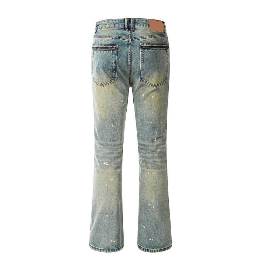 Paint Splash Washed Flared Jeans