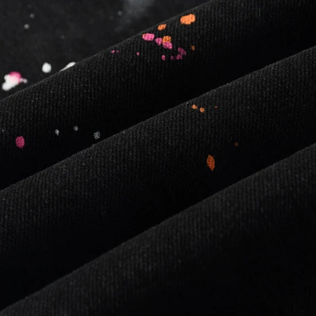 Colorful Paint Splash Black Jeans