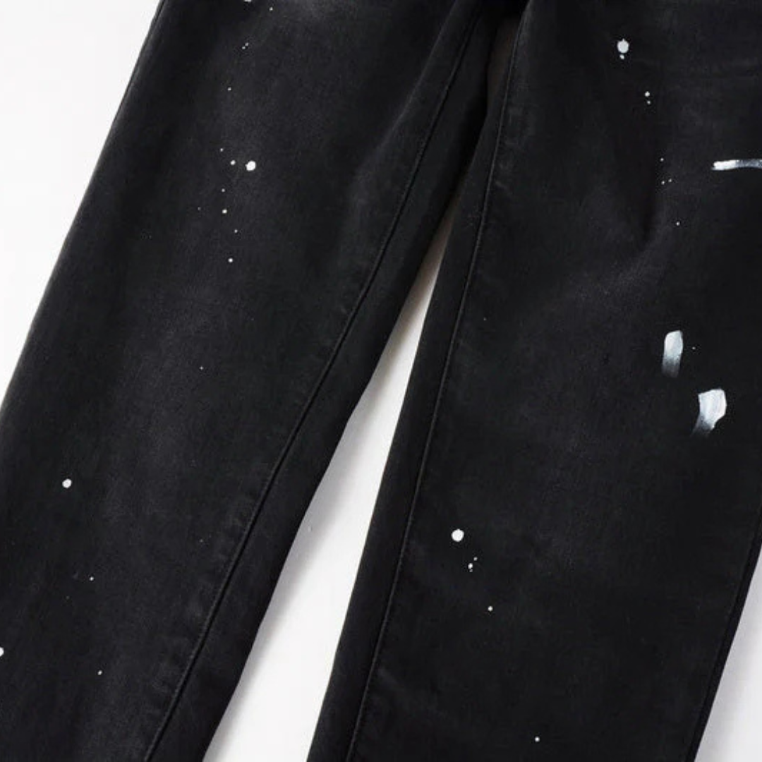 White Paint Splash Black Jeans