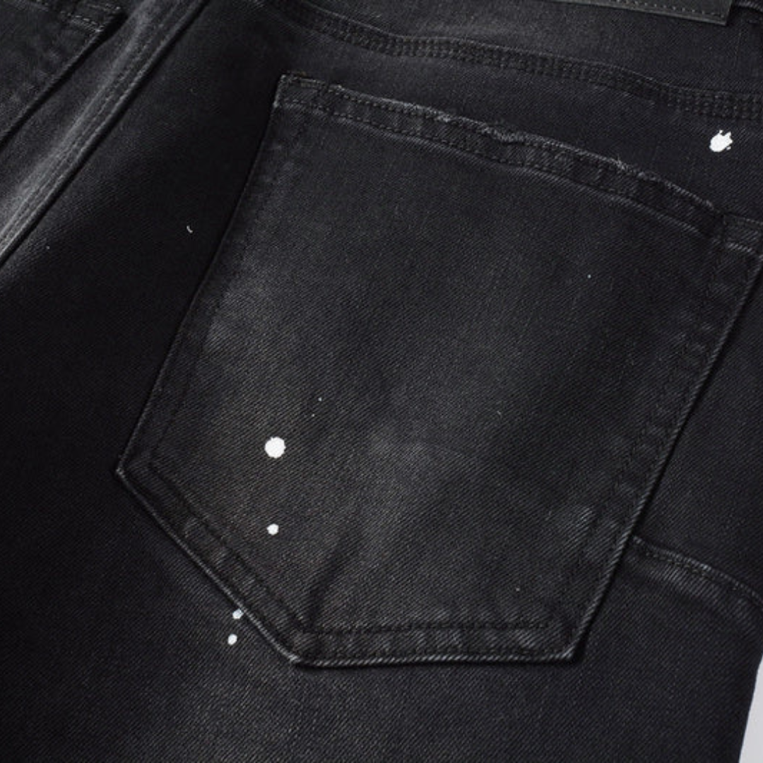 White Paint Splash Black Jeans