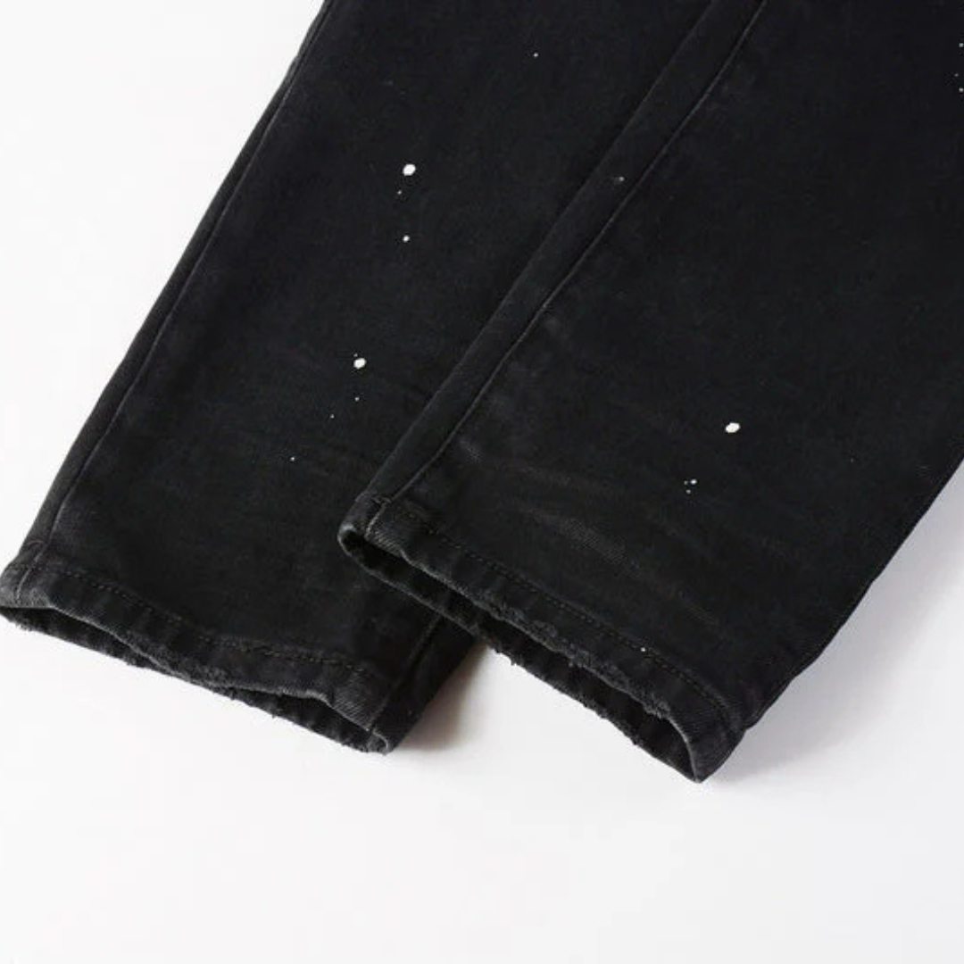 White Paint Splash Black Jeans